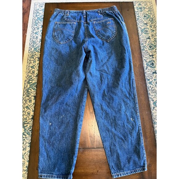 Vintage Chic Medium Wash High Waist Mom Jeans Made in USA Distressed Paint 22 - Picture 2 of 13